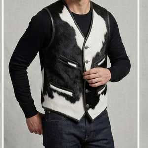 Chaleco Vaquero de Cuero Genuino para Hombre, Estilo Western, Hecho a Mano, con un Solo Botón, para Verano, Venta Caliente - Product Image 3