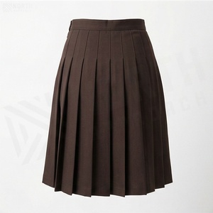 Women Pleated Knee-Length Skirt Solid Color Regular Waist Woven Fabric All Seasons Style - Product Image 2