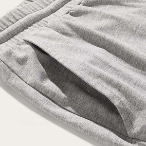Men's Gray Cotton T-Shirt And Shorts <b>Set</b> Crew Neck Color Blocking Casual Summer Wear Breathable <b>Knitted</b> Fabric - Product Image 6