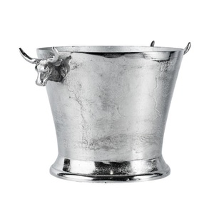 Cubo de hielo de aluminio para champán con asa de cabeza de reno, acabado en plata antigua, enfriador de bar y vino, utensilio para fiestas, enfriador de cerveza - Product Image 1
