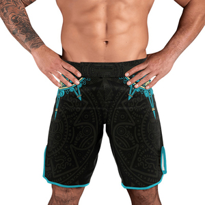 กางเกงมวย MMA ชาย พิมพ์ลายแบบ Sublimation แห้งเร็ว สีดำ กางเกง MMA ออกแบบเองได้ โลโก้ด้านหน้า ทรงปกติ กางเกงนักสู้ - Product Image 4