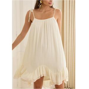 Vestido Mini Bohemio Holgado con Tirantes Finos para Mujer, con Volantes en el Bajo, para Verano, Playa y Vacaciones - Product Image 1