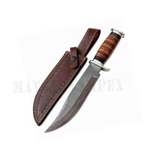 Couteau Bowie en acier damas cuivré fait main avec étui en cuir, couteau de chasse et de camping, cadeau de collection pour hommes - Product Image 1