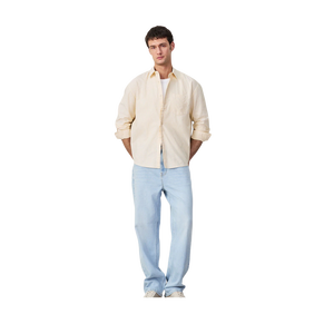 Jean droit bleu clair pour homme, taille mi-haute, coupe classique, en denim de coton décontracté, idéal pour le printemps - Product Image 1