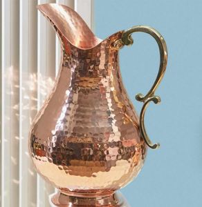 Ensemble de carafes en cuivre pour usage traditionnel culturel, ensemble métallique de stockage d'eau avec verres, durable, réutilisable, vaisselle de cuisine et de salle à manger. - Product Image 3