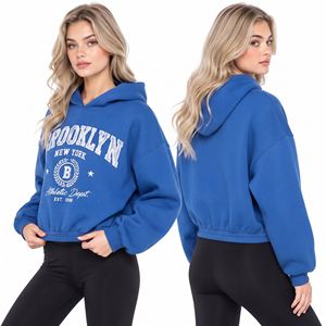 Sudadera con capucha de algodón polar para mujer, de manga larga, con hombros caídos, estampada, estilo oversize - Product Image 4