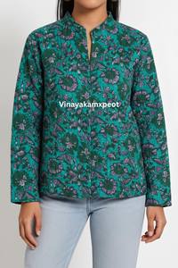 Chaqueta Acolchada Verde para Mujer con Estampado Floral Indio, Bordado y Diseño Ecológico Transpirable, Precio de Fábrica, Gran Venta - Product Image 3