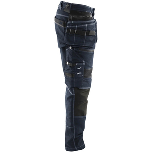 Pantalon cargo de travail bleu foncé pour homme, taille mi-haute, plusieurs poches, tissu 100 % polyester, coupe droite, léger et respirant - Product Image 3