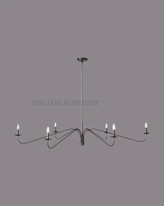 Premium Modern Brass LED Black Linear 6-<b>Light</b> Handmade Mid Century Minimalist Chandelier Ceiling <b>Light</b> Fixture for <b>Dining</b> Room - Product Image 3