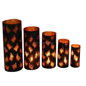 Juego de portavelas votivo de hierro cuadrado decorativo para el hogar de 5 piezas con portavelas decorativo con acabado recubierto de polvo negro votivo - Product Image 3