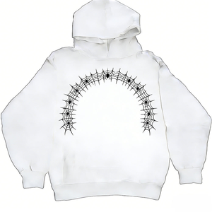 Sudadera con Capucha para Hombre, Estampado de Telaraña, Informal, de Algodón, Corte Regular, Otoño, Azul, Rojo, Blanco, Negro - Product Image 3