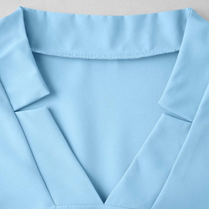 Tenues Médicales Tendance d'Été pour Femmes et Hommes – Ensembles Blouse et Pantalon d'Infirmière Col V Extensibles 4 Directions en Polyester Spandex Tissé - Product Image 6