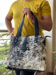 กระเป๋าโท้ทหนังวัวแท้งานตะวันตกทำมือกระเป๋าโท้ทใบใหญ่หนังวัวสไตล์วินเทจหนังวัว100% กระเป๋าช้อปปิ้งสุดหรู - Product Image 4