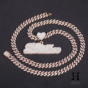 Colgante Personalizado con Nombre en Cursiva, Oro Rosa de 14K, Diamante de Laboratorio VVS, Placa con Nombre, Trébol de Cuatro Hojas, Joyería Hip Hop - Product Image 5