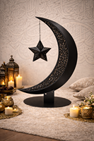 Adorno Decorativo de Luna Creciente y Estrella Grandes en Dorado para Decoración de Ramadán y Eid, Ideal para Mesa y Sala de Estar