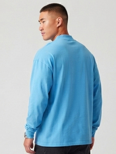 เสื้อยืดคอกลมแขนยาวทรงโอเวอร์ไซส์สำหรับผู้ชาย สไตล์สตรีทแฟชั่น ผลิตจากผ้าฝ้าย เป็นมิตรต่อสิ่งแวดล้อม เหมาะสำหรับใส่เล่นกีฬาวิ่งประจำวัน - Product Image 5