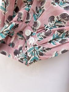 Nueva llegada de las mujeres de color rosa marrón patrón floral impreso verano Mini Maxi 3/4th mangas Mini Maxi vestido para las mujeres - Product Image 3