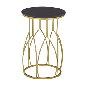 Cadre de table moderne en fer forgé doré avec dessus de table en marbre Petits meubles ronds de salon à la mode Caractéristique décorative - Product Image 1
