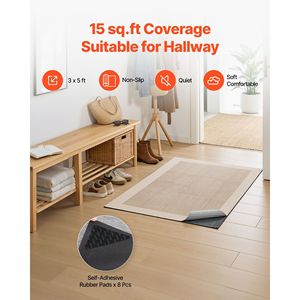 Tappetino Antiscivolo per Tappeti 3 x 5 Piedi con Doppia Superficie in Feltro e Base in Gomma, Protezione per Pavimenti in Legno - Product Image 2