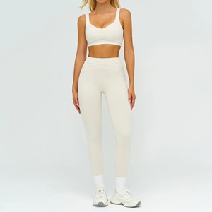 Ensemble de yoga 5 pièces pour femme avec logo personnalisé, motif cœur et blocs de couleur à carreaux, tenue de sport et de fitness, OEM ODM Privé - Product Image 2