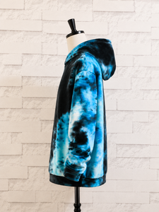 Sudadera con Capucha Personalizada Azul y Negra con Efecto Tie Dye, Sudadera Holgada con Capucha para Hombre y Mujer - Product Image 3