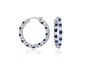 Meilleur choix : Boucles d'oreilles créoles en or 18 carats avec saphir bleu et diamant de laboratoire, bijoux de qualité supérieure pour les occasions spéciales - Product Image 2