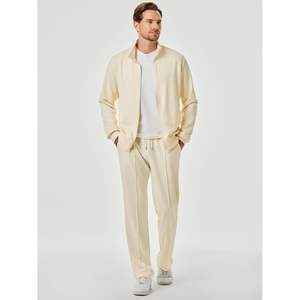 Ensemble de survêtement décontracté pour homme personnalisé en 2 pièces avec veste zippée et pantalon de jogging confortable pour la course et l'exercice - Product Image 3