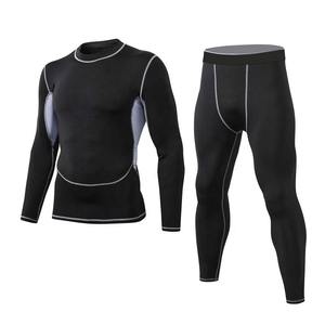 Combinaisons de fitness pour hommes avec logo personnalisé / Vente en gros de leggings de sport ajustés pour hommes avec ensembles de t-shirts - Product Image 1
