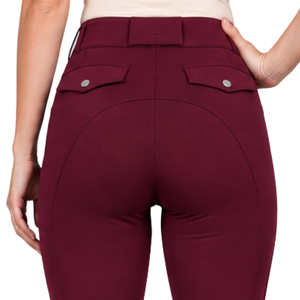 Pantalon d'équitation pour femme personnalisé, couleur bordeaux, taille haute, extensible, leggings d'équitation professionnels, culotte d'entraînement avec poche - Product Image 6