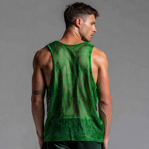 Débardeur transparent pour homme, sans manches, col carré, en maille fine, séchage rapide - Product Image 4