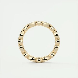 Pear and Round Cut Lab Grown <b>Diamond</b> Band 1.92 TC 14K Yellow Gold Bezel Set Eternity Matching Wedding Band - Product Image 2