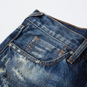 Jean en denim brut tissé à l'ancienne, style vintage japonais, 14-22OZ, coupe décontractée, taille mi-haute, délavage clair, pour hommes et femmes - Product Image 3
