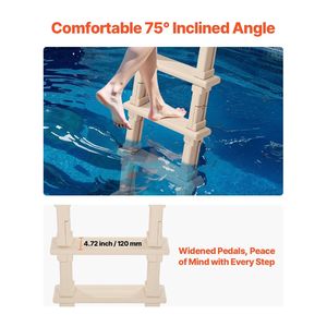 Scala per Piscina a 5 Gradini Rinforzata con Doppio Corrimano, Antiscivolo, Inclinata, Capacità di Carico 300 Libbre, 48-54 Pollici, per Installazione Interrata - Product Image 4