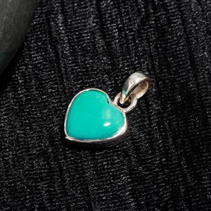 Colgante bohemio de plata de ley con engaste de turquesa natural de alta calidad en forma de corazón para joyería de moda femenina. - Product Image 2