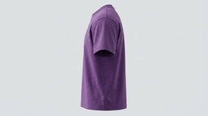 T-shirt à manches courtes pour homme, col rond, violet foncé, uni, coupe classique - Product Image 6