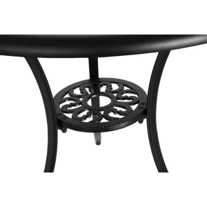 3 pezzi Set bistrot in metallo nero per tutte le stagioni tavolo da giardino in alluminio fuso e sedie con 2 fori per ombrelli mobili da giardino esterni - Product Image 5