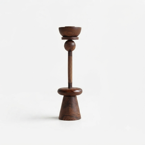 Artistic Wooden Bakhoor Burner With A Sculptured Geometric Pedestal Stem Cradling A Minimalist Oud Incense Bowl For Aromatherapy - Product Image 2