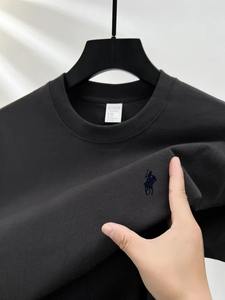 T-shirt pour homme 100% coton, manches courtes, col rond, luxe, nœuds brodés sur le devant, respirant, décontracté, été - Product Image 5