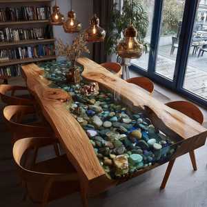 Wholesale Customized Round Epoxy <b>Resin</b> Center Wooden <b>Table</b> <b>Top</b> Dining <b>Table</b> / Coffee <b>Table</b> Wooden Epoxy <b>Resin</b> <b>Top</b> - Product Image 1
