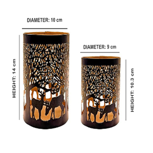 Portavelas votivas de metal vintage con diseño de ciervo, decoración para el hogar, centro de mesa y regalo festivo. - Product Image 2