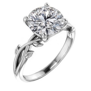 Bague de Fiançailles Solitaire de Luxe en Moissanite Ronde, Plaqué Or Blanc sur Argent Sterling 925, pour Fête, Mariage ou Promesse - Product Image 3
