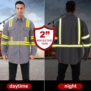 Vêtements de travail de haute qualité 100% coton FR antistatiques certifiés CE, manches longues, ignifuges, pour soudeurs américains, mineurs et électriciens - Product Image 2