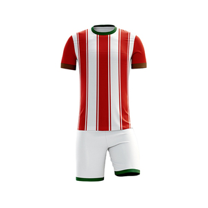 Conjunto de Camiseta de Fútbol a Rayas Rojas y Blancas para Hombre, Uniforme Deportivo Transpirable de Poliéster de Manga Corta, Ajuste Atlético para Todas las Temporadas - Product Image 2