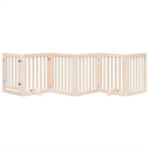 ชุดรั้วและคอกสำหรับสัตว์เลี้ยงทำจากไม้ป็อปลาร์สีน้ำตาลอ่อน 6 ชิ้น ความยาวรวม 118.1 นิ้ว สำหรับสุนัข - Product Image 3