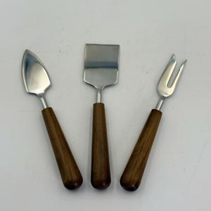 Juego de herramientas para cortar queso de acero inoxidable más vendido con mango de madera, juego de cuchillos y espátulas para queso, cubertería de mesa plateada - Product Image 2