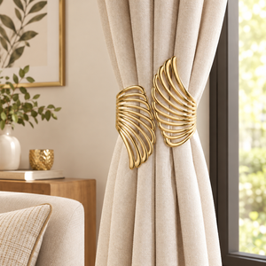 Premium Gold Metal Leaf Pair <b>Curtain</b> Tieback for Luxury Living Room Bedroom Hotel Window Decor Wholesale Supplier - Product Image 3