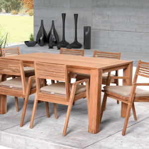Dining <b>Table</b> Set for 4 People With Teak Wood Frame and Minimalist Design for <b>Garden</b> Set Furniture Decoration - Product Image 6