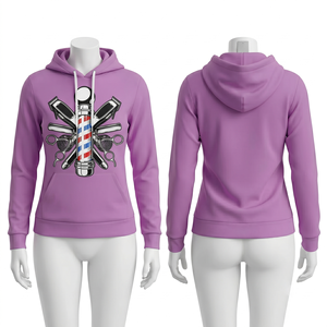 Sweat à capuche unisexe pour barbier, 320 GSM, polaire polyester premium, noir, imprimé d'outils de barbier sur toute la surface, personnalisation par sublimation, broderie, logo DTF - Product Image 5
