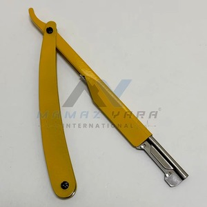 มีดโกนเหล็กกล้าไร้สนิมสีเหลืองแบบ OEM ขายส่ง มีดโกนแบบตรง ใบมีดเดี่ยว สำหรับโกนหนวดแบบเปียกสำหรับผู้ชาย - Product Image 4