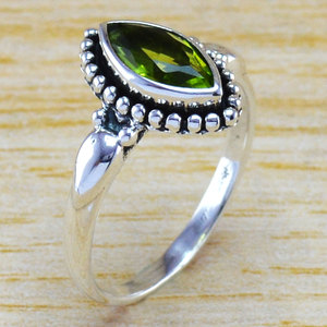 Custom Made 925 Sterling Silver <b>Peridot</b> Marquise Faceted <b>Ring</b> OEM ODM Private Label Wholesale - Product Image 2